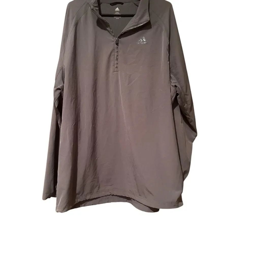 Adidas Charcoal Pullover Jacket Three Stripe Size 2X Men’s Grey Vented Back